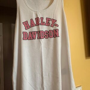 Harley-Davidson White Tank Top with Pink Logo